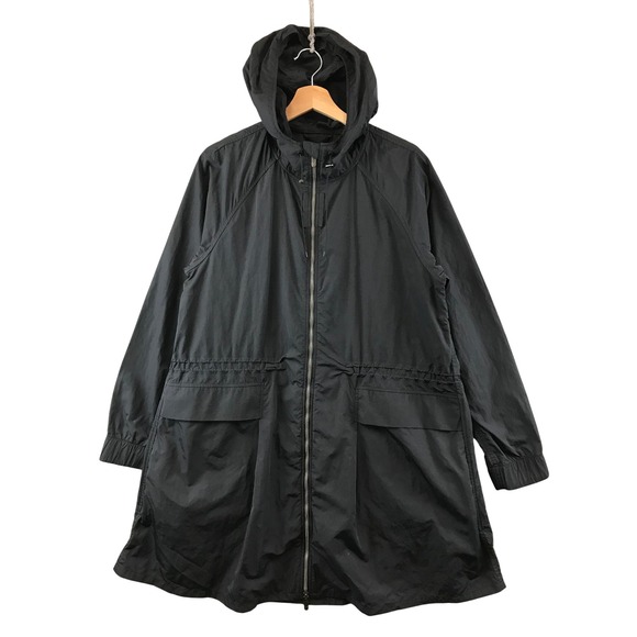 Lululemon Hooded Rain Coat Jacket Drawstring Black Lightweight Size 10 - Picture 1 of 9